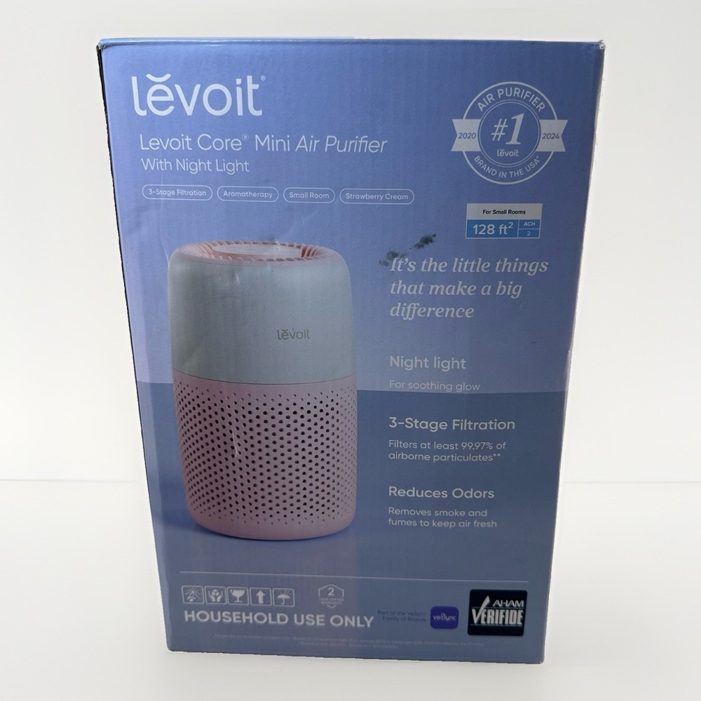 Levoit Core Mini Air Purifier Night Light 3-Stage Filtration Cream